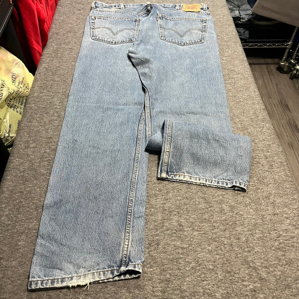 Levi's 505 Regular Fit Straight Leg Jeans Light Wash Blue Denim 40x34 Mens
